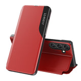 Eco Leather View Case til Samsung Galaxy S25+ med flap og stand - rød