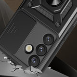 Hybrid Armor Camshield med Camera Cover og Metal Ring til Samsung Galaxy S25+ - sort