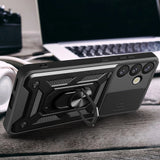 Hybrid Armor Camshield med Camera Cover og Metal Ring til Samsung Galaxy S25+ - sort