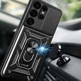 Hybrid Armor Camshield med Camera Cover og Metal Ring til Samsung Galaxy S25 Ultra - sort