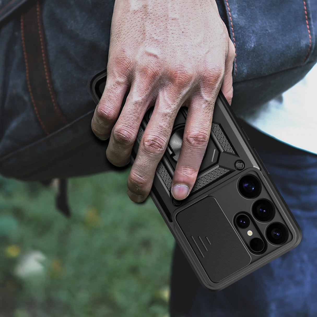 Hybrid Armor Camshield med Camera Cover og Metal Ring til Samsung Galaxy S25 Ultra - sort