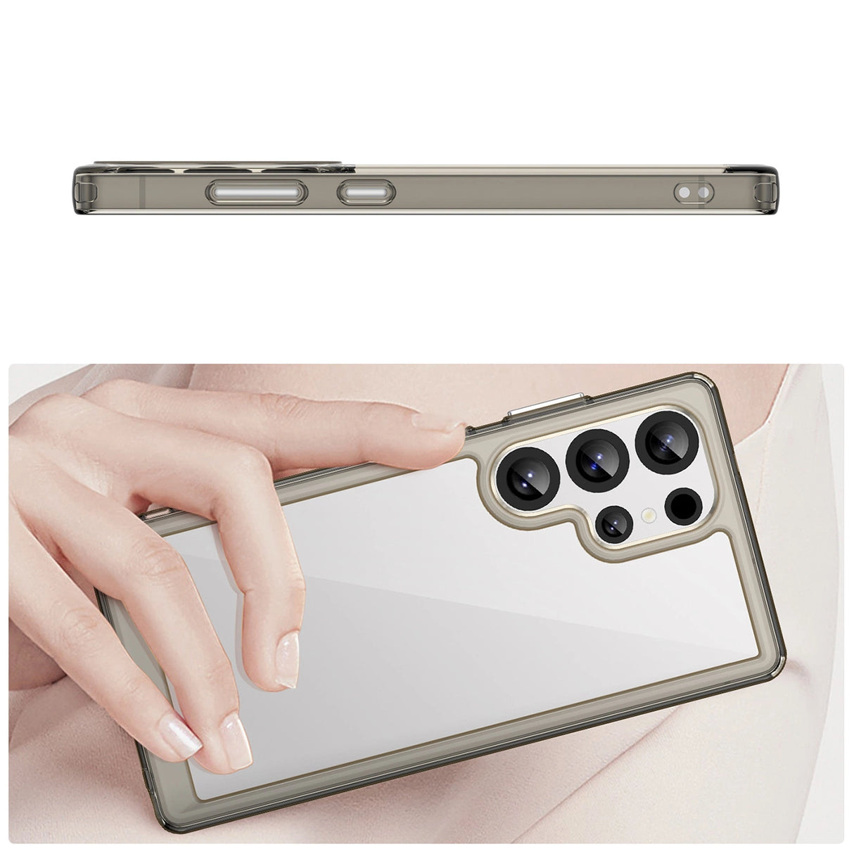 Udendørs rumkasse med gelramme til Samsung Galaxy S25 Ultra - Clear Black