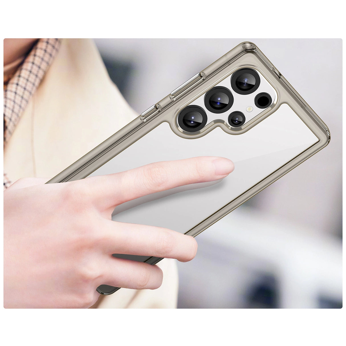 Udendørs rumkasse med gelramme til Samsung Galaxy S25 Ultra - Clear Black