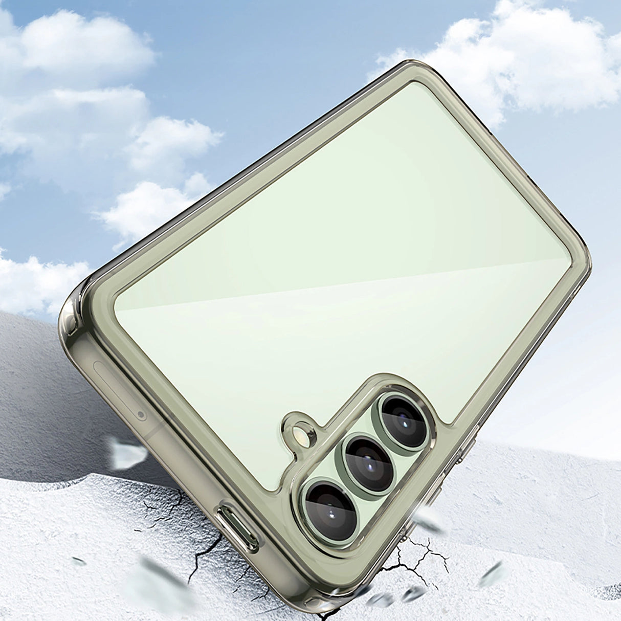 Udendørs rumkasse med gelramme til Samsung Galaxy S24 FE - Clear Black