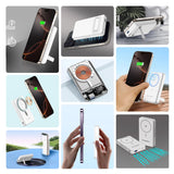 Powerbank Wozinsky WLWP-10KA0Y3WS 22.5W PD Qi2 10000 mAh, med stand, 1x USB-A, 1x USB-C - hvid