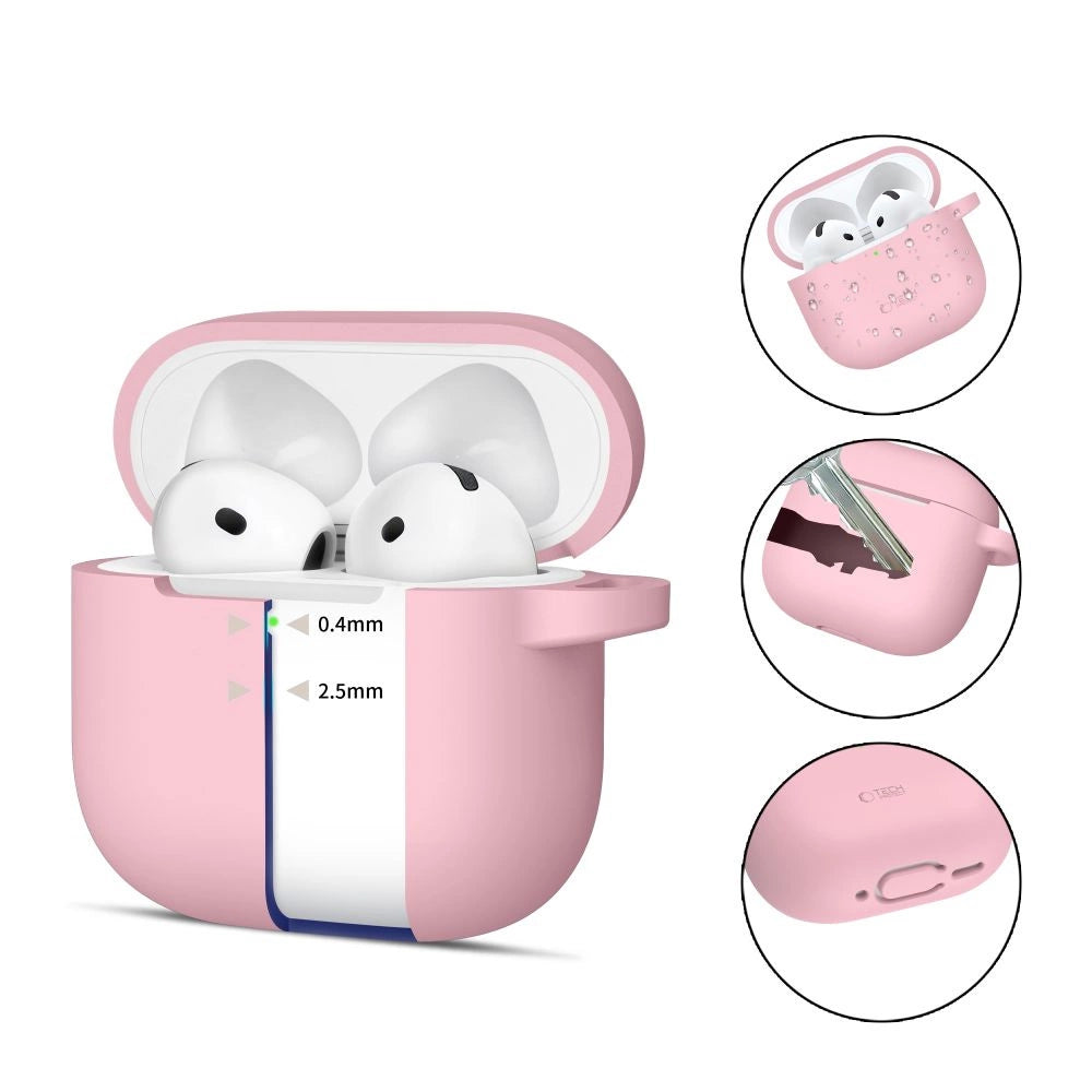 Tech-Protect Silicone Hook Case til AirPods 4 - Pink