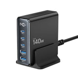 Tech-Protect DC140W-GAN 5-PORT PD140W/QC3.0 Ladestation - sort