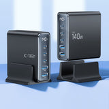 Tech-Protect DC140W-GAN 5-PORT PD140W/QC3.0 Ladestation - sort