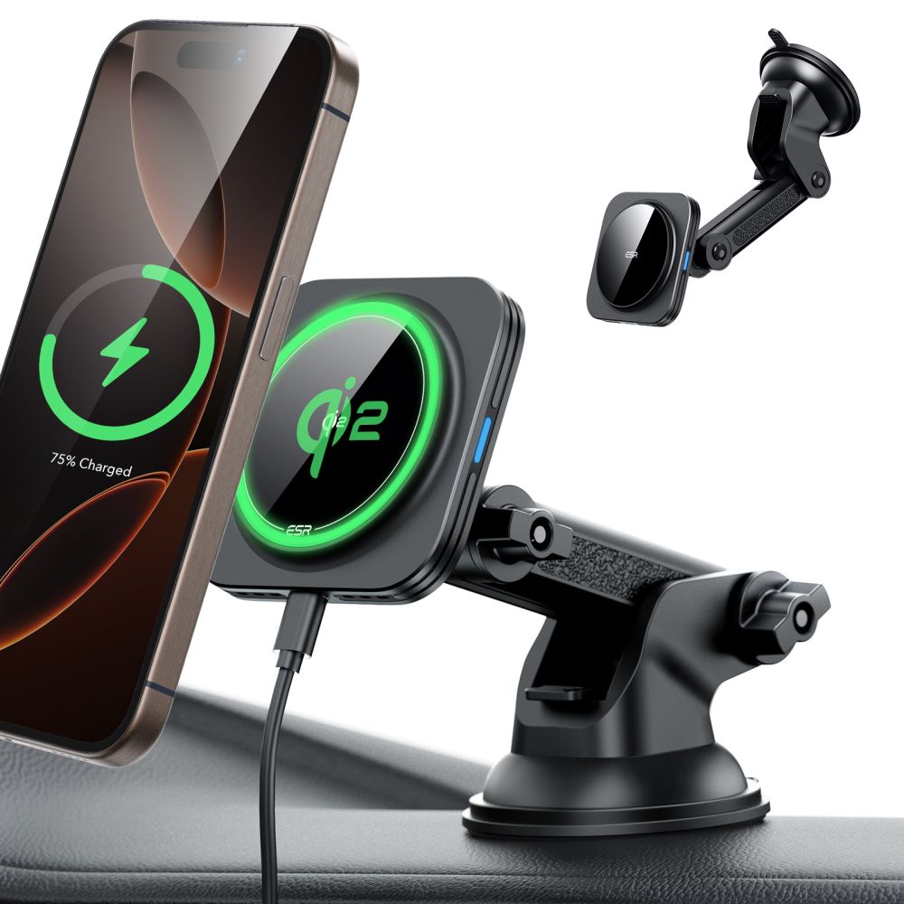 ESR Halolock Magnetic MagSafe QI2 15W Car Holder - Black