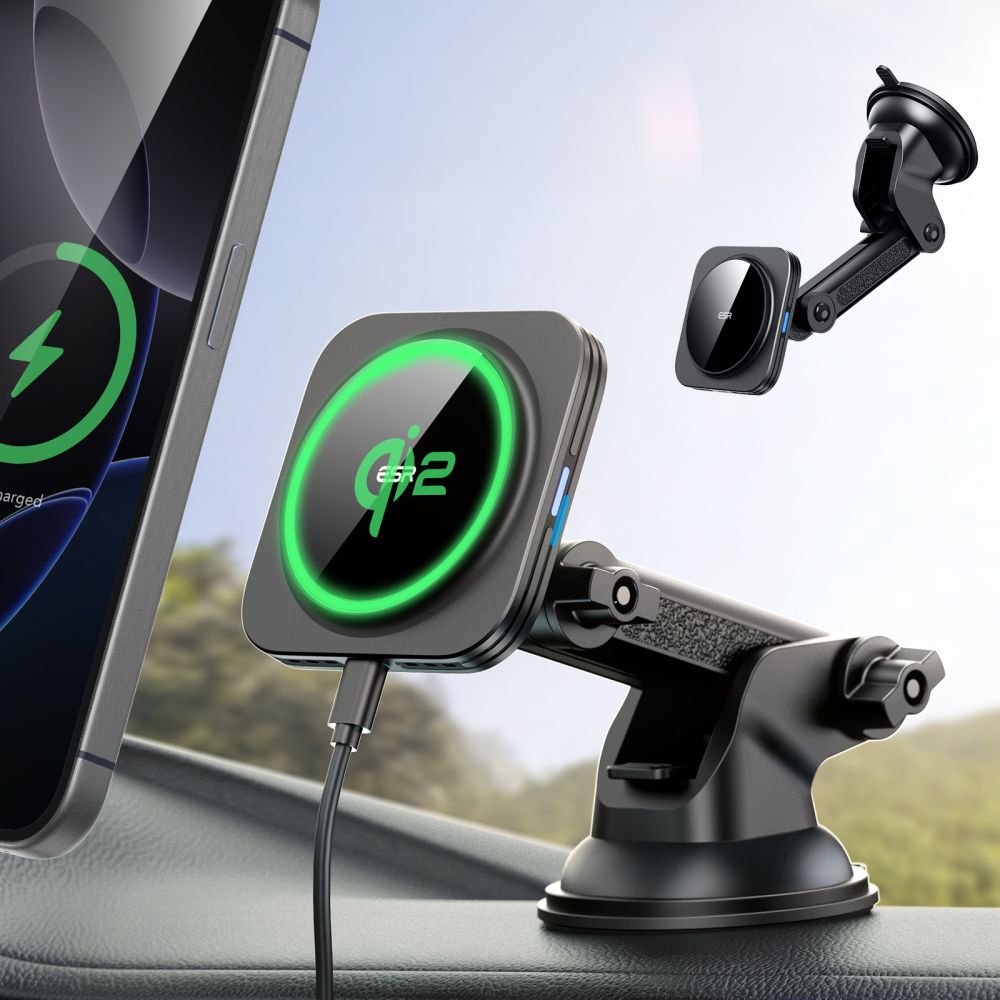 ESR Halolock Magnetic MagSafe QI2 15W Car Holder - Black