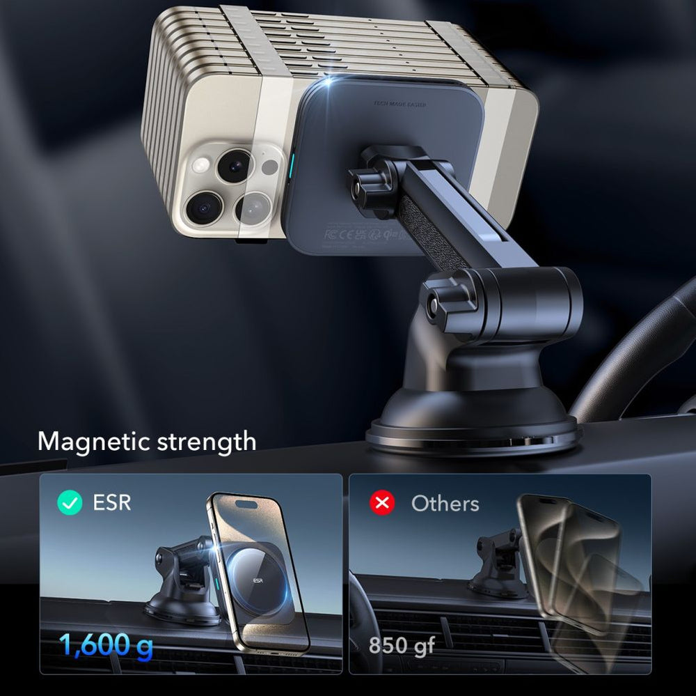 ESR Halolock Magnetic MagSafe QI2 15W Car Holder - Black