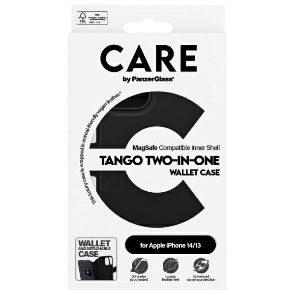 CARE af PanzerGlass Feature Tango 2in1 Wallet MagSafe Case til iPhone 13 / 14 - sort