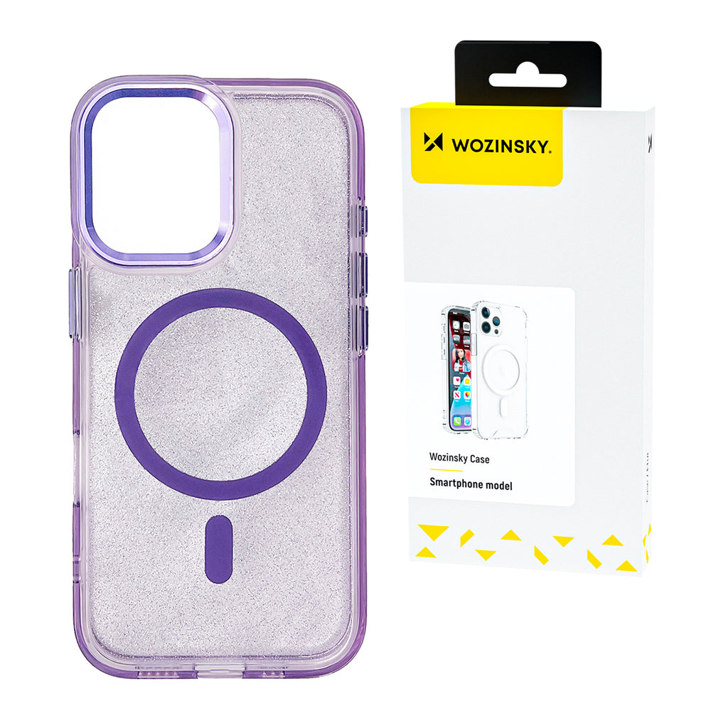 Wozinsky Glitter Case med Mag Safe til Samsung Galaxy S25+ - Purple med Glitter