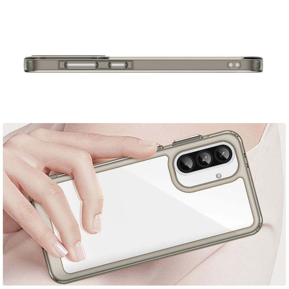 Outer Space Case for Samsung Galaxy A56 Cover med Flexible Frame - Halvt gennemsigtigt, sort