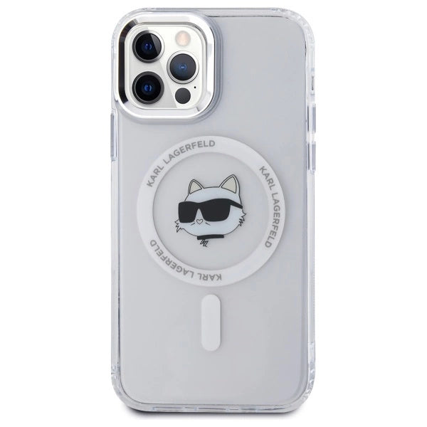 Karl Lagerfeld IML Metal Choupette Head MagSafe iPhone 12 Case - White