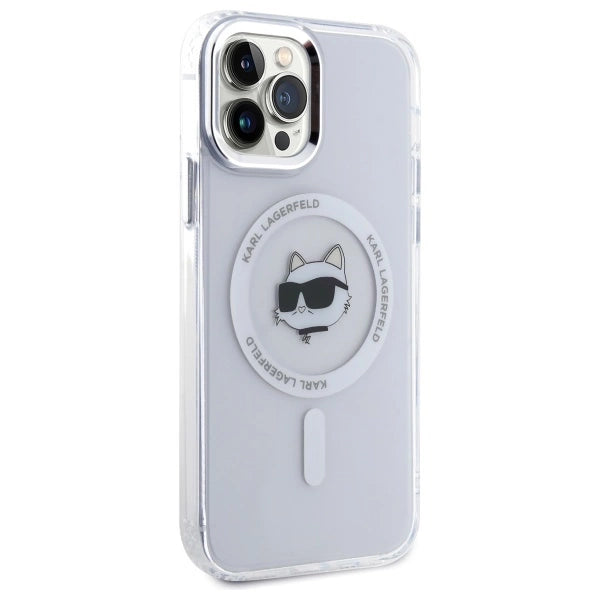Karl Lagerfeld IML Metal Choupette Head MagSafe iPhone 12 Case - White