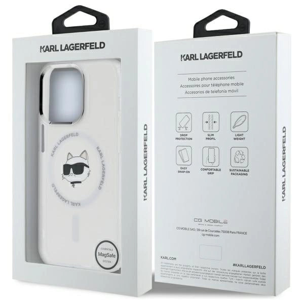 Karl Lagerfeld IML Metal Choupette Head MagSafe iPhone 13 Case - White