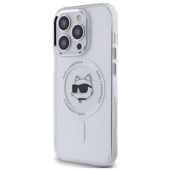 Karl Lagerfeld IML Metal Choupette Head MagSafe iPhone 14 Pro Case - White