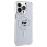Karl Lagerfeld IML Metal Choupette Head MagSafe Case for iPhone 14 Pro Max - White
