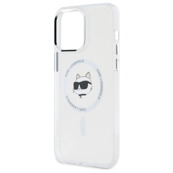 Karl Lagerfeld IML Metal Choupette Head MagSafe Case for iPhone 14 Pro Max - White