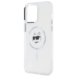 Karl Lagerfeld IML Metal Choupette Head MagSafe Case for iPhone 14 Pro Max - White