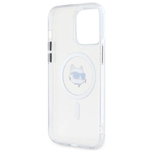 Karl Lagerfeld IML Metal Choupette Head MagSafe Case for iPhone 14 Pro Max - White