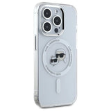 Karl Lagerfeld IML Metal Karl&Choupette Head MagSafe iPhone 15 Pro Case - White