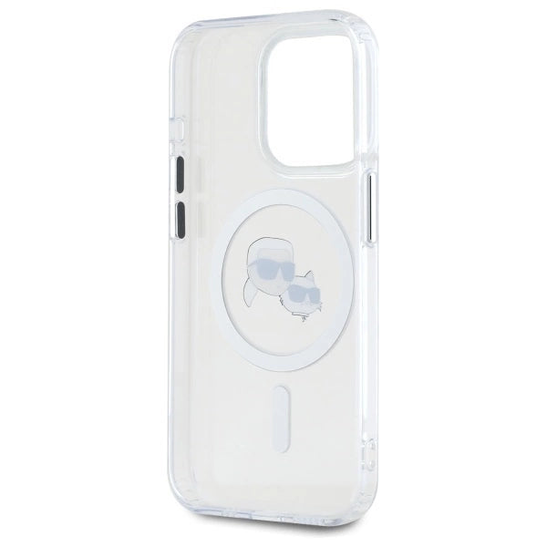 Karl Lagerfeld IML Metal Karl&Choupette Head MagSafe iPhone 15 Pro Case - White
