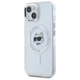 Karl Lagerfeld IML Metal Choupette Head MagSafe iPhone 15 Plus Case - White