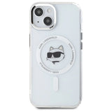 Karl Lagerfeld IML Metal Choupette Head MagSafe iPhone 15 Plus Case - White