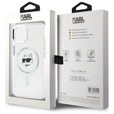 Karl Lagerfeld IML Metal Choupette Head MagSafe iPhone 15 Plus Case - White