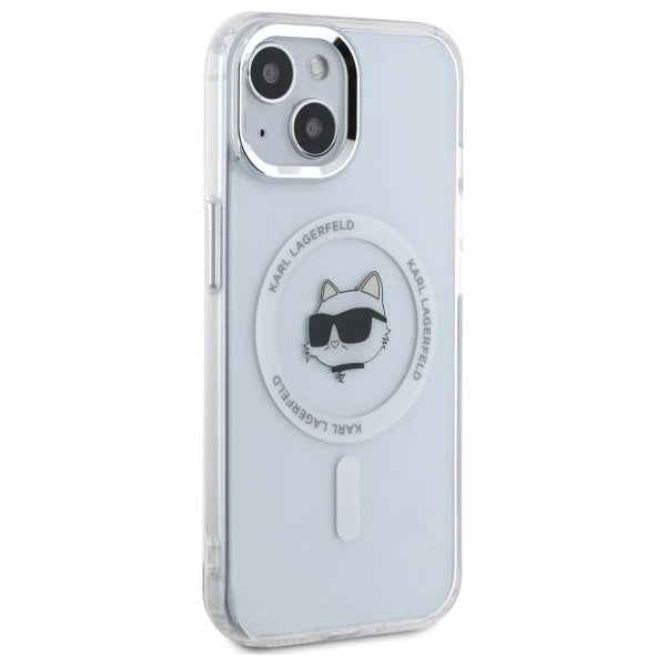 Karl Lagerfeld IML Metal Choupette Head MagSafe iPhone 15 Case - White