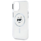 Karl Lagerfeld IML Metal Choupette Head MagSafe iPhone 15 Case - White