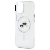 Karl Lagerfeld IML Metal Karl&Choupette Head MagSafe iPhone 15 Case - White
