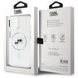 Karl Lagerfeld IML Metal Karl&Choupette Head MagSafe iPhone 15 Case - White