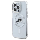 Karl Lagerfeld IML Metal Karl&Choupette Head MagSafe Case for iPhone 15 Pro Max - White
