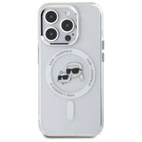 Karl Lagerfeld IML Metal Karl&Choupette Head MagSafe Case for iPhone 15 Pro Max - White