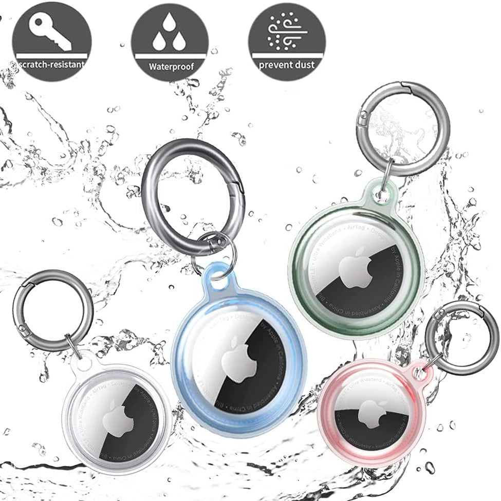 Apple AirTag vandtæt æske - gennemsigtigt, grønt, blå, lyserødt - 4 stykker