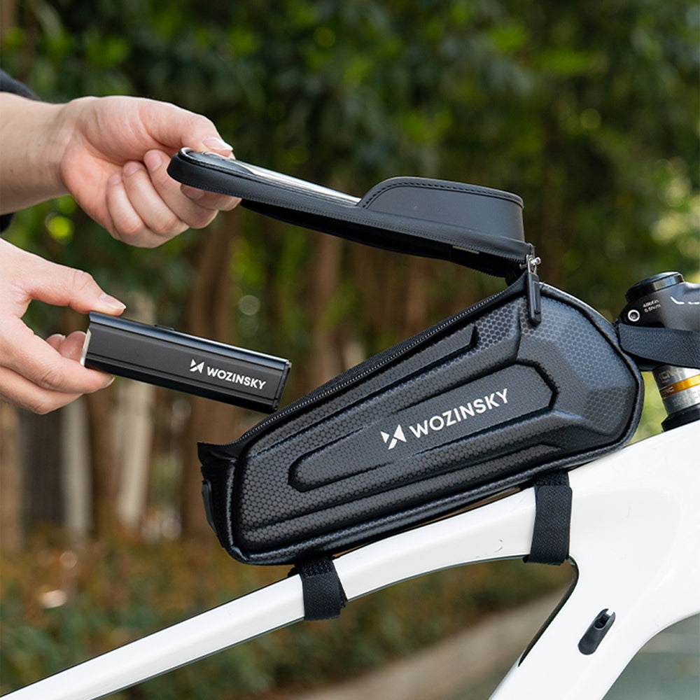 Wozinsky cykeltaske til rammen, pansret, med telefonlomme, 1,7 l - sort