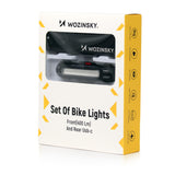 Wozinsky WSBLB2 Front (400 lm) and Rear USB-C Bike Light Set - Black