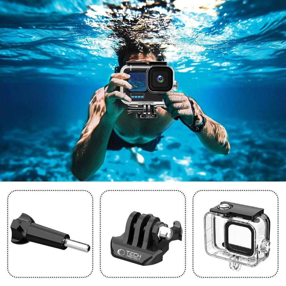 Tech-Protect GA200 Waterproof Case for GoPro Hero 9 / 10 / 11 / 12 - Transparent