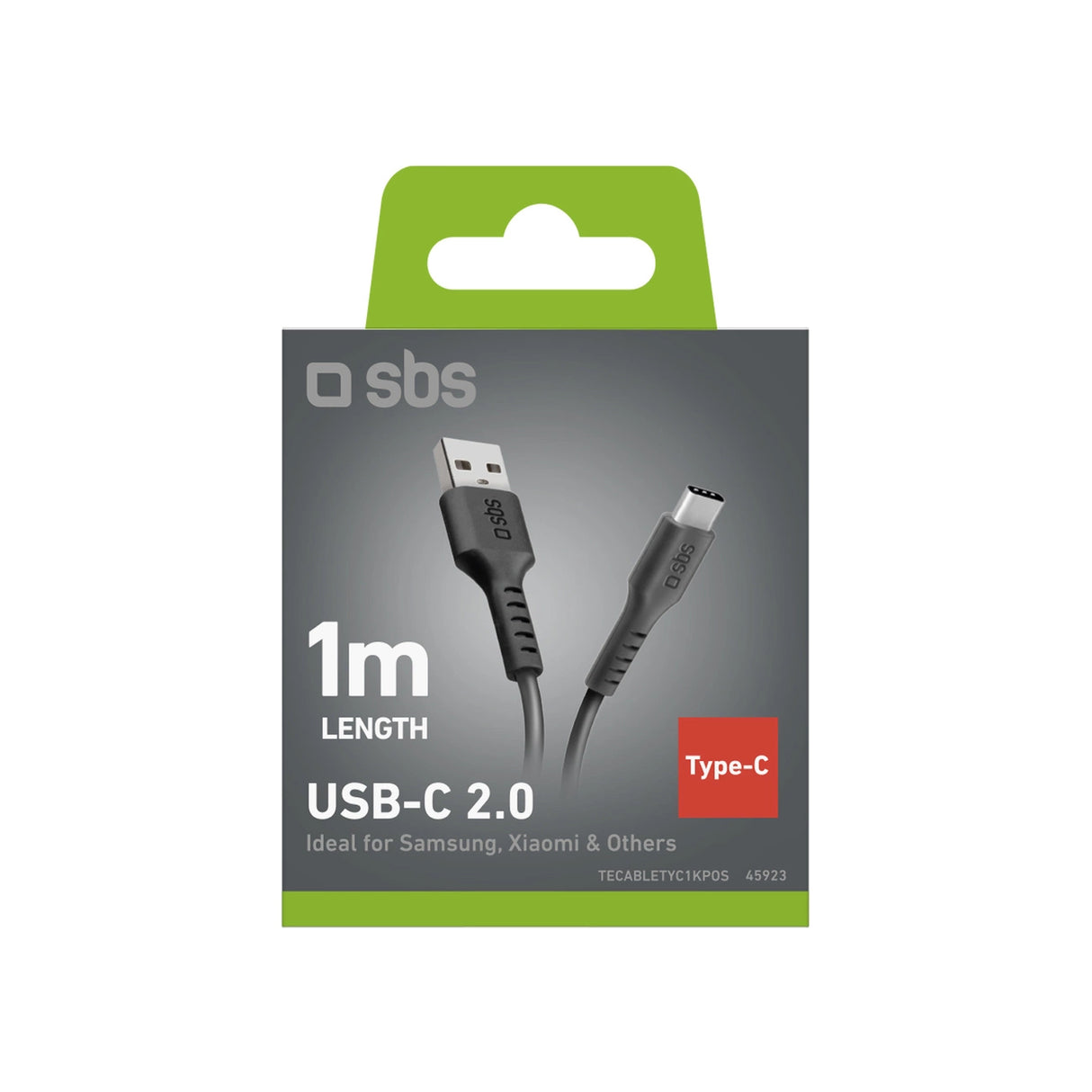 SBS TECABLETYC1KPOS USB-A - USB-C Kabel 1m - sort