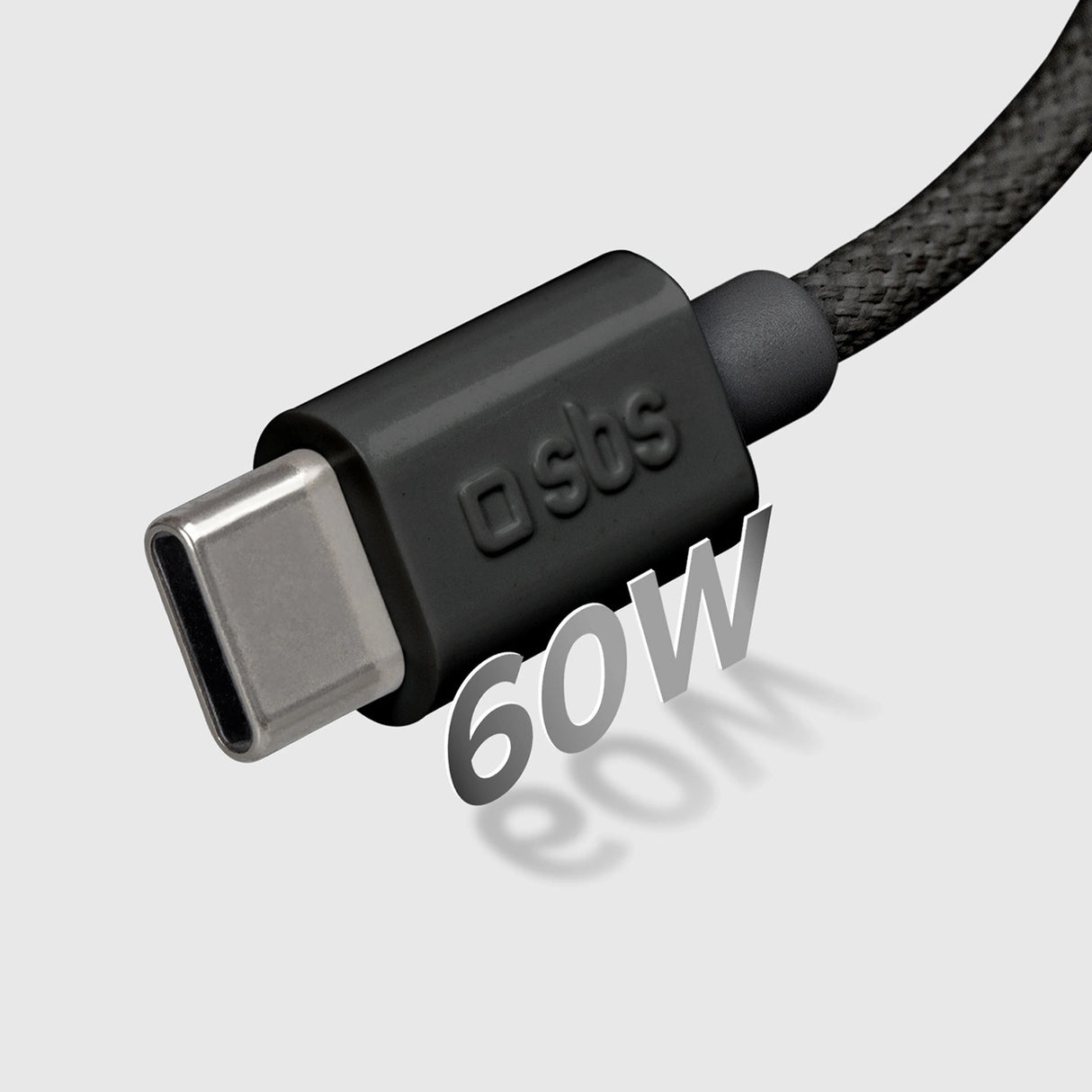 SBS TECABLETISSUETCK USB-C - USB-C 1,5 m 60 W flettet kabel - sort