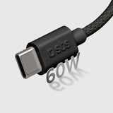 SBS TECABLETISSUETCK USB-C - USB-C 1,5 m 60 W flettet kabel - sort