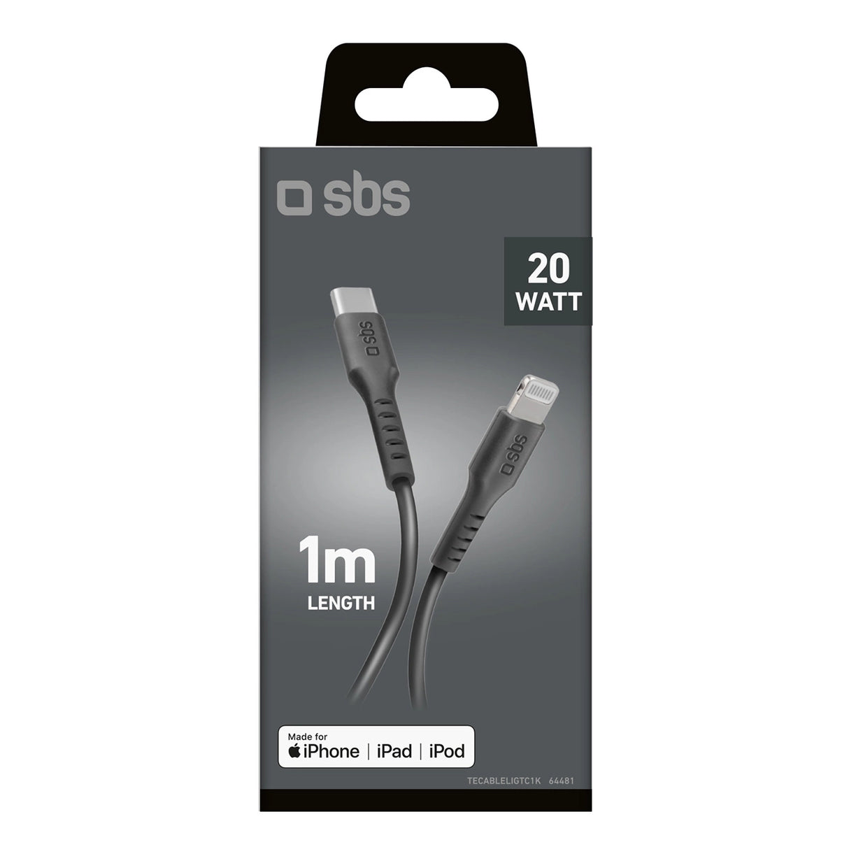 SBS TECABLELIGTC1K USB-C - Lightning kabel 1m - sort