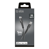 SBS TECABLELIGTC1K USB-C - Lightning kabel 1m - sort