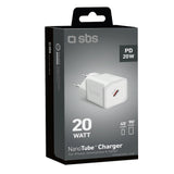 SBS TETRGAN1C20W 20W GaN Wall Charger med Power Delivery - hvid