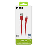 SBS TECLEMICROC15R USB-A - USB-C Kabel 1,5 m - Rød