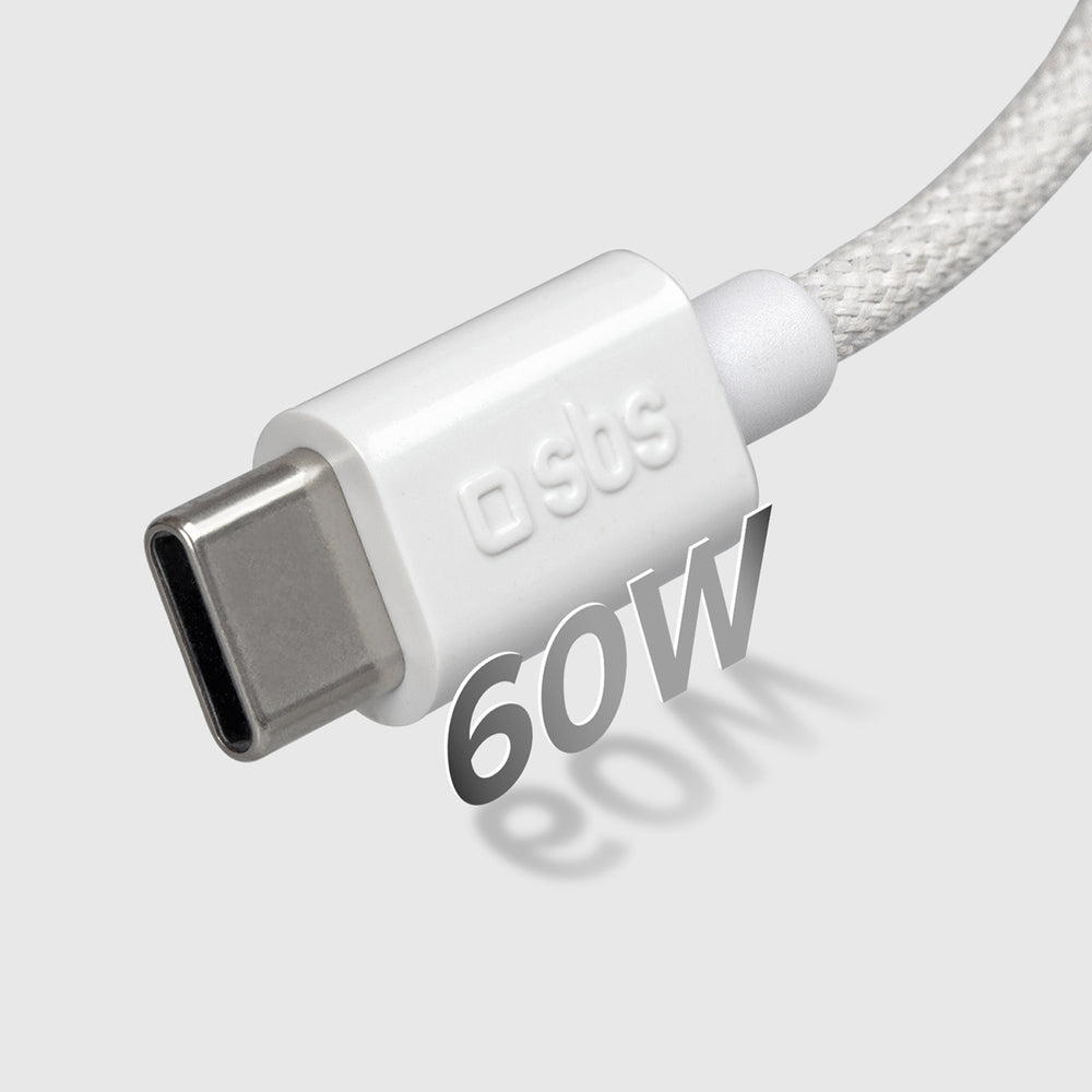 SBS TECABLETISSUETCCG USB-C - USB-C 1,5 m 60W flettet kabel - grå