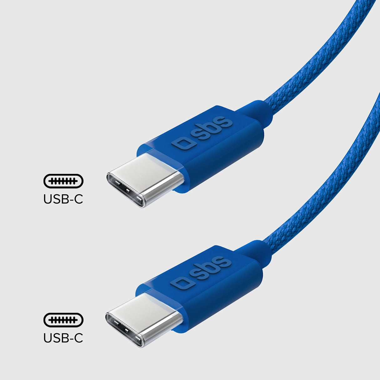 SBS TECABLETISSUETCCB USB-C - USB-C 1,5 m 60W flettet kabel - blå